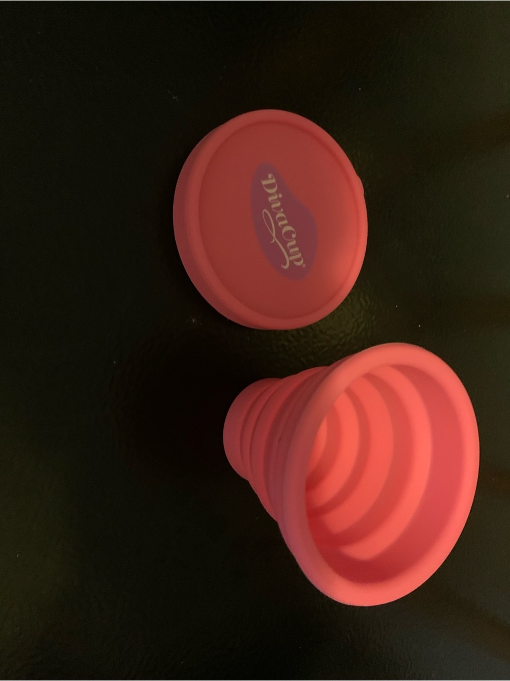 Diva Coral-Pink Silicone Menstrual Cup with Travel Case